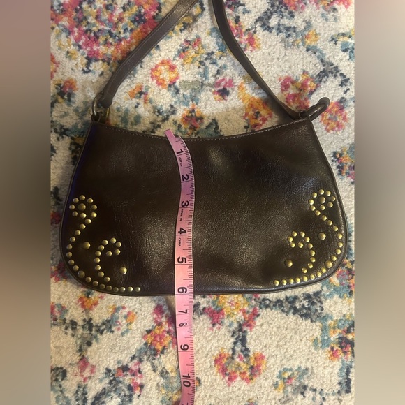 VTG Express Small Leather Hobo Shoulder Purse Embellishment Dark Brown Western - Picture 4 of 6